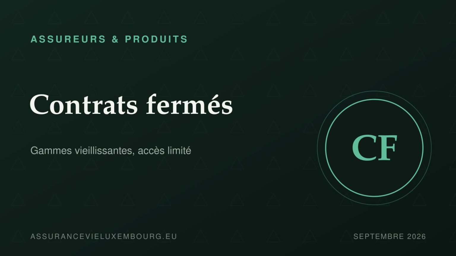 ASSUREURS & PRODUITS : Contrats fermés