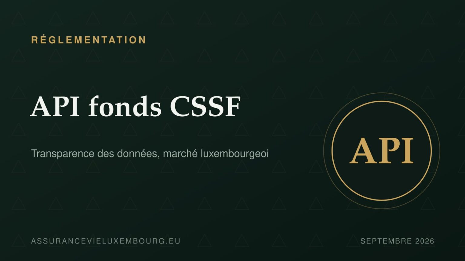 RÉGLEMENTATION : API fonds CSSF