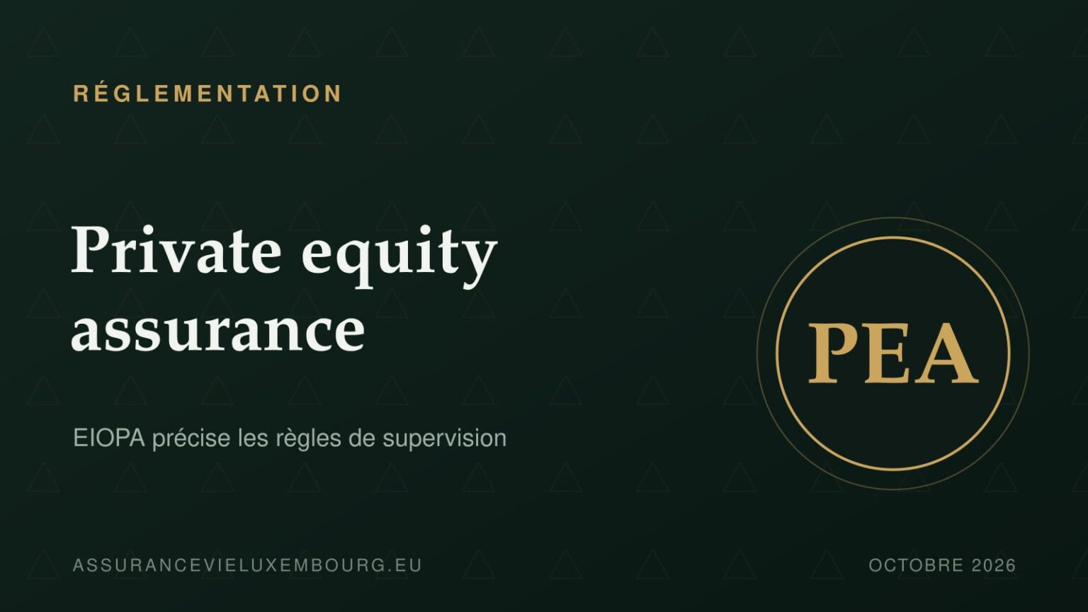 RÉGLEMENTATION : Private equity assurance
