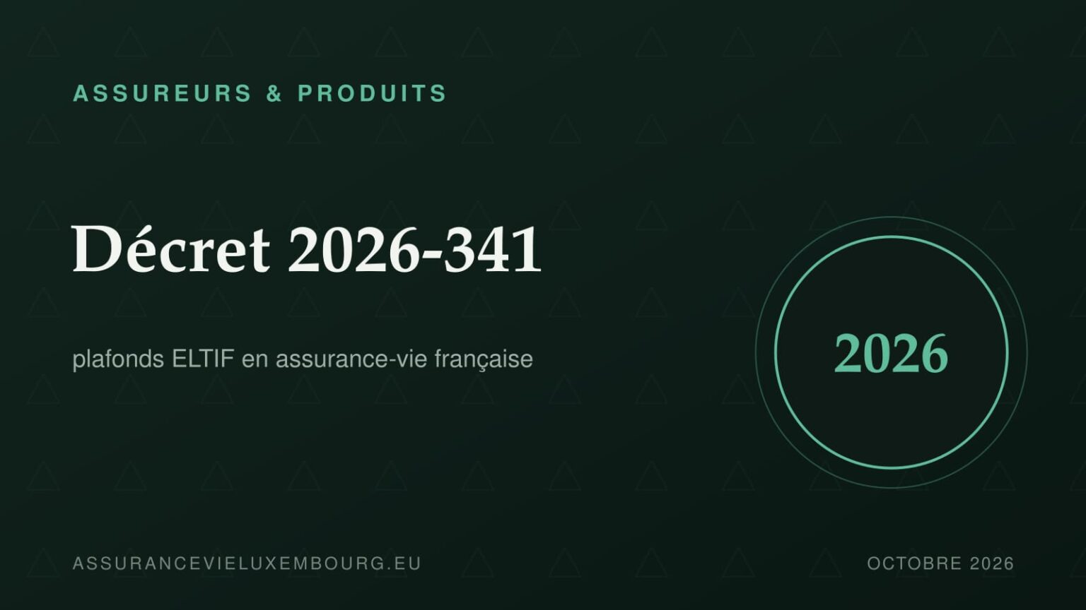 ASSUREURS & PRODUITS : Décret 2026-341